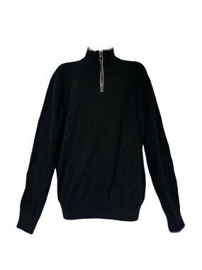 greyson cashmere 1/4 Zip Black Blue trim Wool sweater Size M